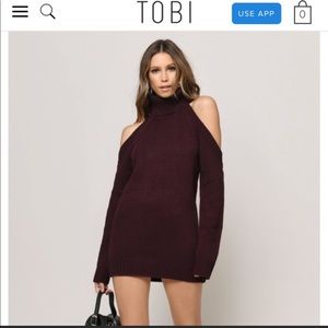 Tobi Sweater Turtleneck Dress Off Shoulder